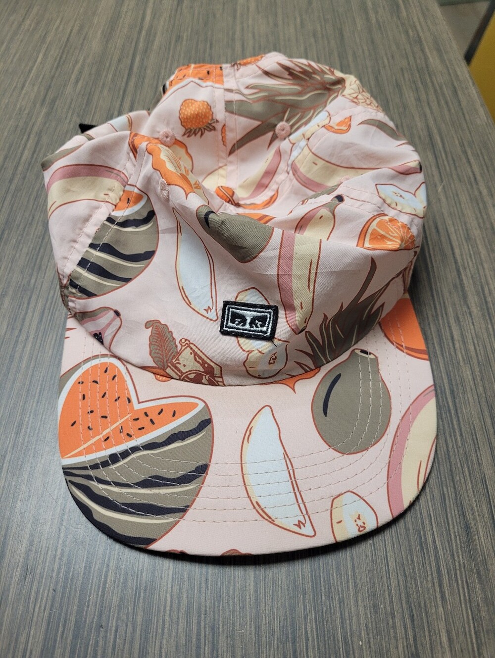 Obey Pink Patterned Five-Panel Cap with Logo Patch
